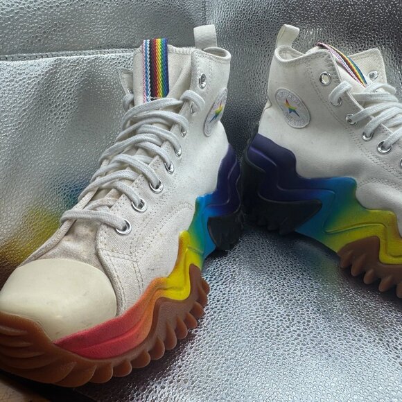 Size M10.5/W12 Converse Run Star Motion Platform High Unisex White Shoes A02262C - Picture 3 of 10